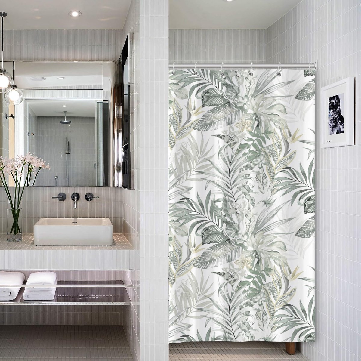 Eucalyptus Blad Douchegordijn voor Kleine Bad Lente Natuurlijke Botanische Planten Stof Badkamer Gordijn Waterdicht Polyester Stof Bad Accessoires 92 x 183 cm