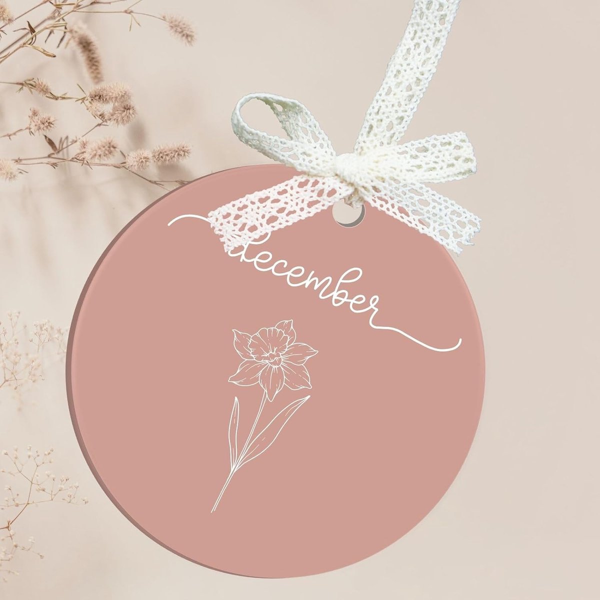 12 stuks roze ronde acrylplaat voor knutselen, doe-het-zelf acryl kerstversieringen, 3 mm 1/8 inch platte kerstballen voor handwerk, unieke doe-het-zelf sleutelhangers, cadeaulabel, bruiloft
