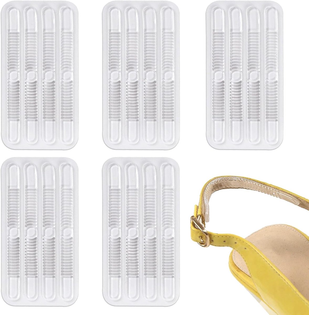 20 stuks schoenriemgreep, onzichtbare schoeninzetstukken, zelfklevende mini-grepen, sandalen slingruggen hoge hak zool pads knijpbescherming (20 stuks)