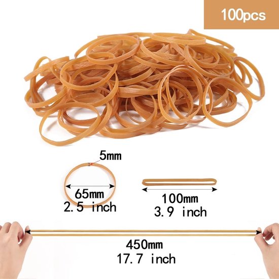 Dikke en Sterke Elastische Bands 100 Stuks - 100mm x 5mm - Ideaal voor Thuis, School en Kantoor Gebruik — afbeelding 2