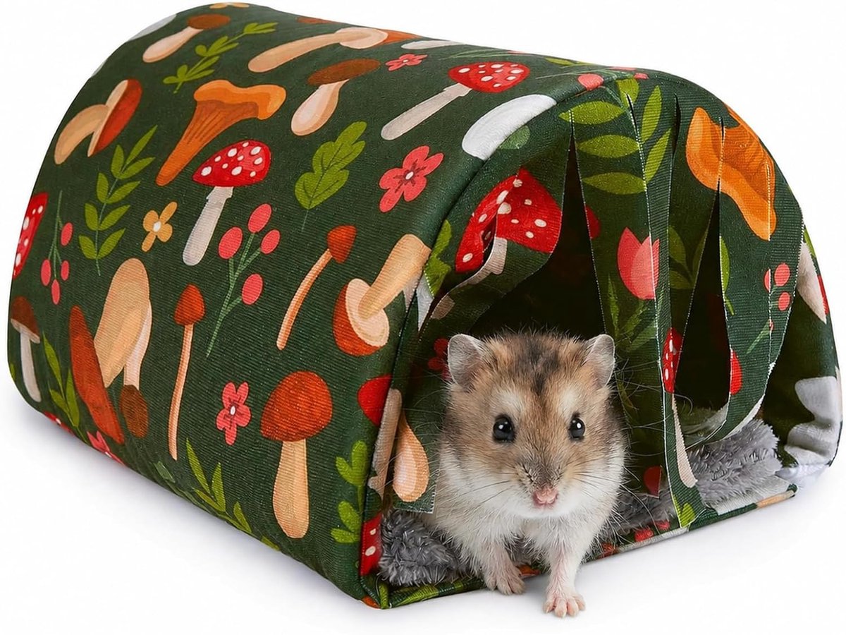 Caviahuisje met gewatteerd gordijn Opvouwbaar en wasbaar Comfortabele huisjes en speelgoed voor cavia’s Hamsters Konijnen Fretten en andere kleine dieren