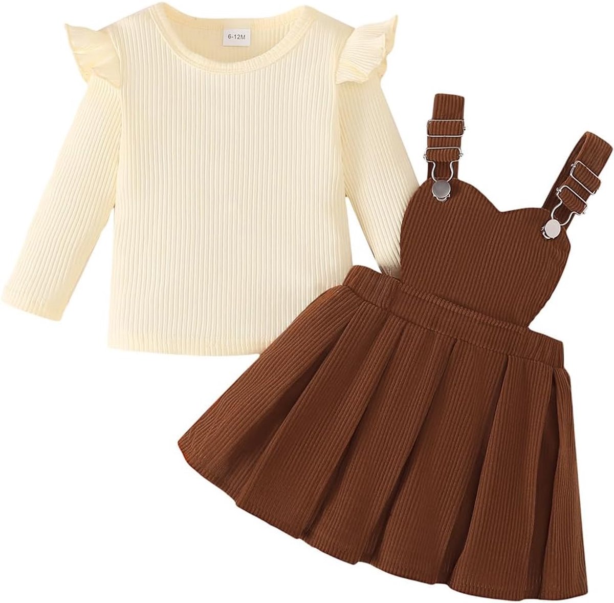 Herfstoutfit voor peuters, hartvormige overall, rok met T-shirt