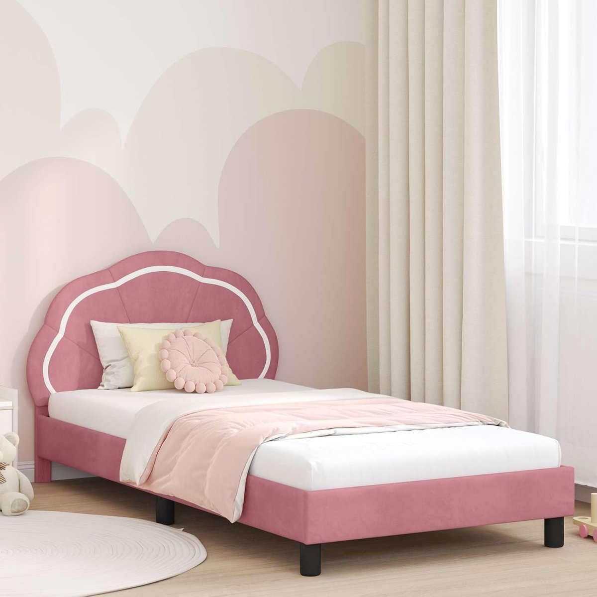 bedombouw modern kinderkamer roze 90x200 cm
