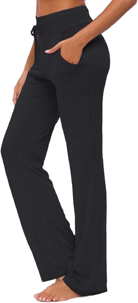 Yogabroek voor dames met zakken rechte pijpen joggingbroek comfortabele modale trekkoord lounge running lange actieve broek