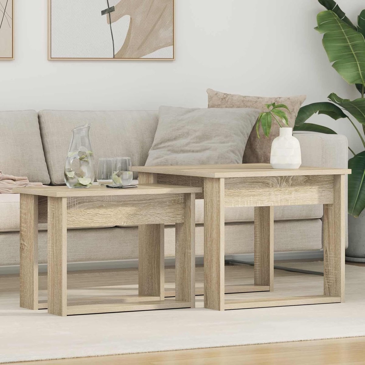 hout Modern Woonkamer Set 2 Stuks Sonoma Eiken