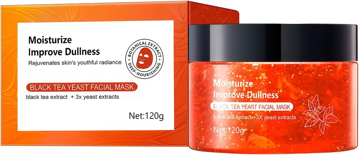 Thee Gist Gezichtsmasker 120g, Intensief Herstellende & Hydraterende Gezichtsverzorging, Met 3X Gist Extracten voor en Zijdezachte Huid, Vermindert Droogte en Doffe Teint