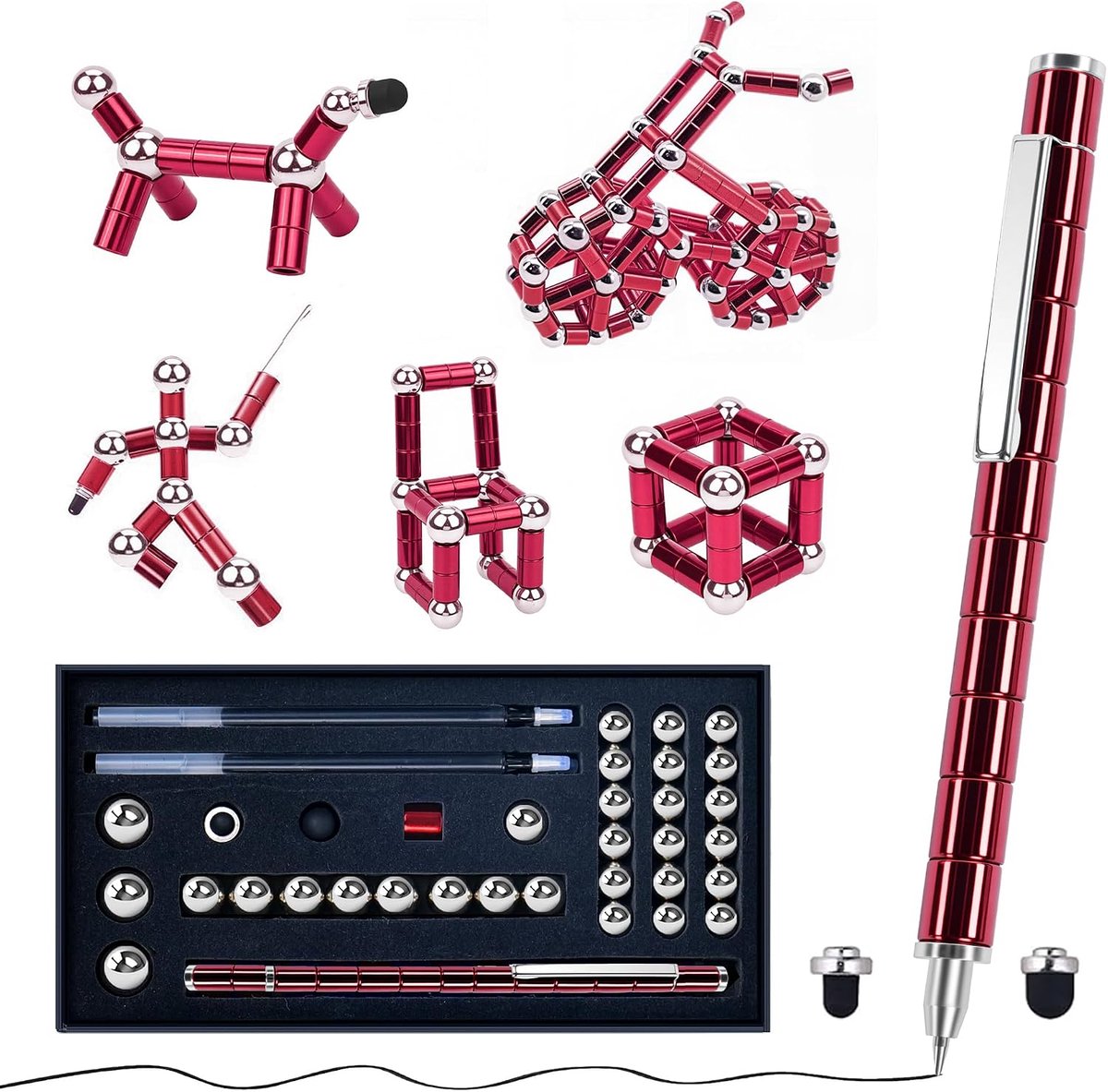 Fidget-pen, decompressie-magneetstift, cool fidget-speelgoed om stress en angst te verminderen, sensorisch speelgoed, ideaal opvallend cadeau voor mannen en vrouwen, volwassenen
