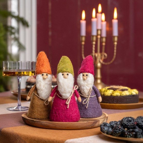 Wolvilt Kabouter - Indian Summer - Paars - Fairtrade Homedeco - 20x8cm — afbeelding 2