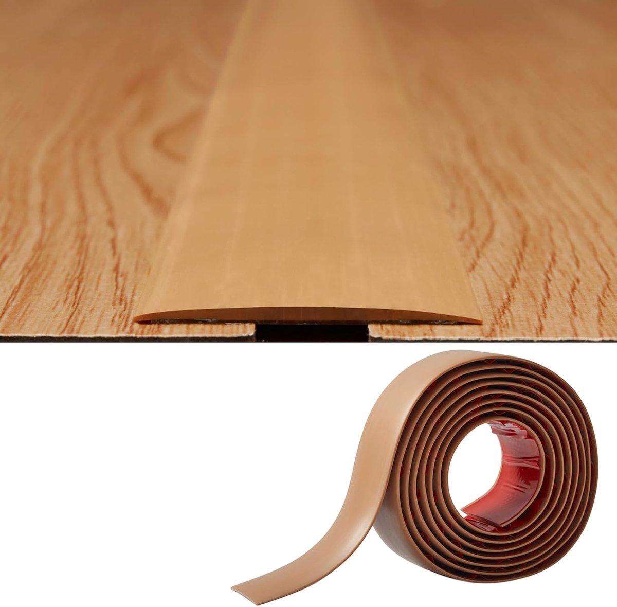 - 2 mm dik × 5 cm breed, laminaat vloer afdekstrips zelfklevende deurstrip scheidingsstrip platte vloer rand verbindingslijst (2 m, lichtbruin)