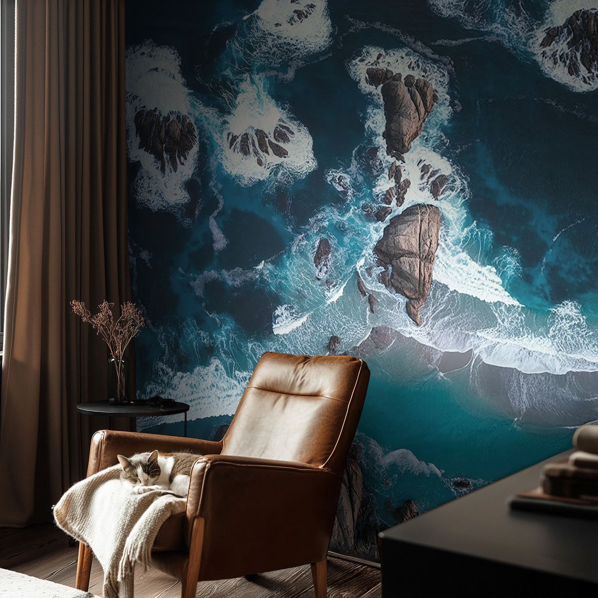 Coloray Vliesbehang - Marine Snellijm Behang - 104x70 cm - Oceaangolven Muurschildering - Gang behang Landschappen - Fotobehang Vlies - Gang behang