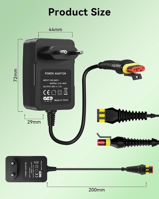 28V 1.3A voedingsadapter lader compatibel met Husqvarna Automower 105, 305, 310, 315, 315X, 405X, 415X, 310 Mark II, 315 Mark II, Gardena R50Li, R70Li, R80Li, Sileno City, Life, Minimo — afbeelding 4
