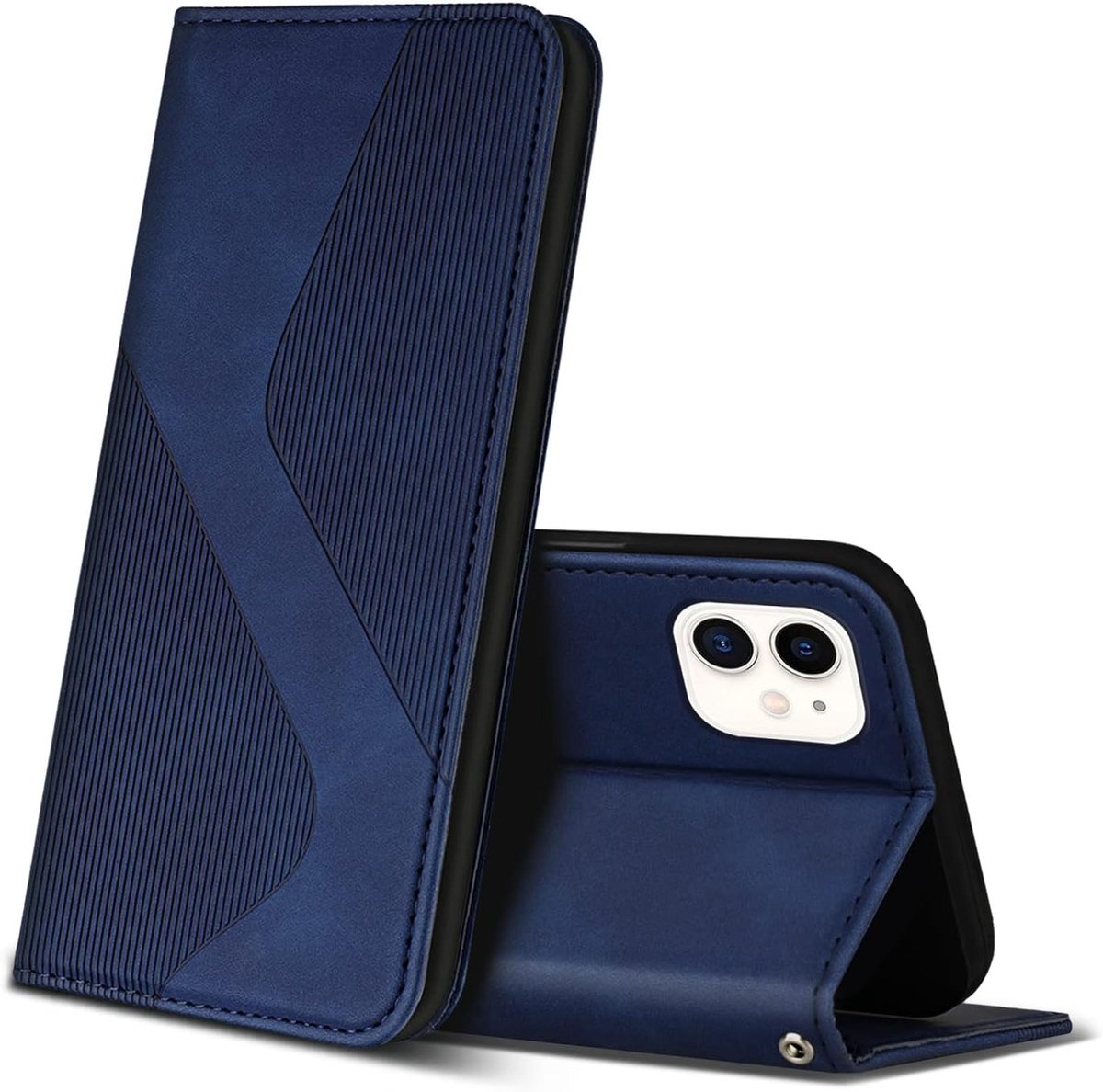 Hoesje voor iPhone 12 Mini, PU Kunstleer Bookcase Telefoonhoesjes met [Kaartsleuven] [Stand], Flip Case Beschermhoesje voor iPhone 12 Mini (Blauw)