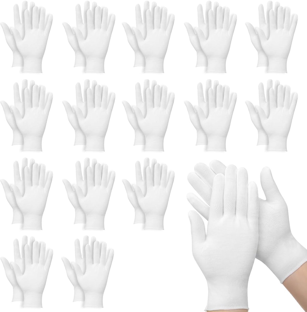 16 paar katoenen handschoenen, dunne witte handschoenen voor dames, voor