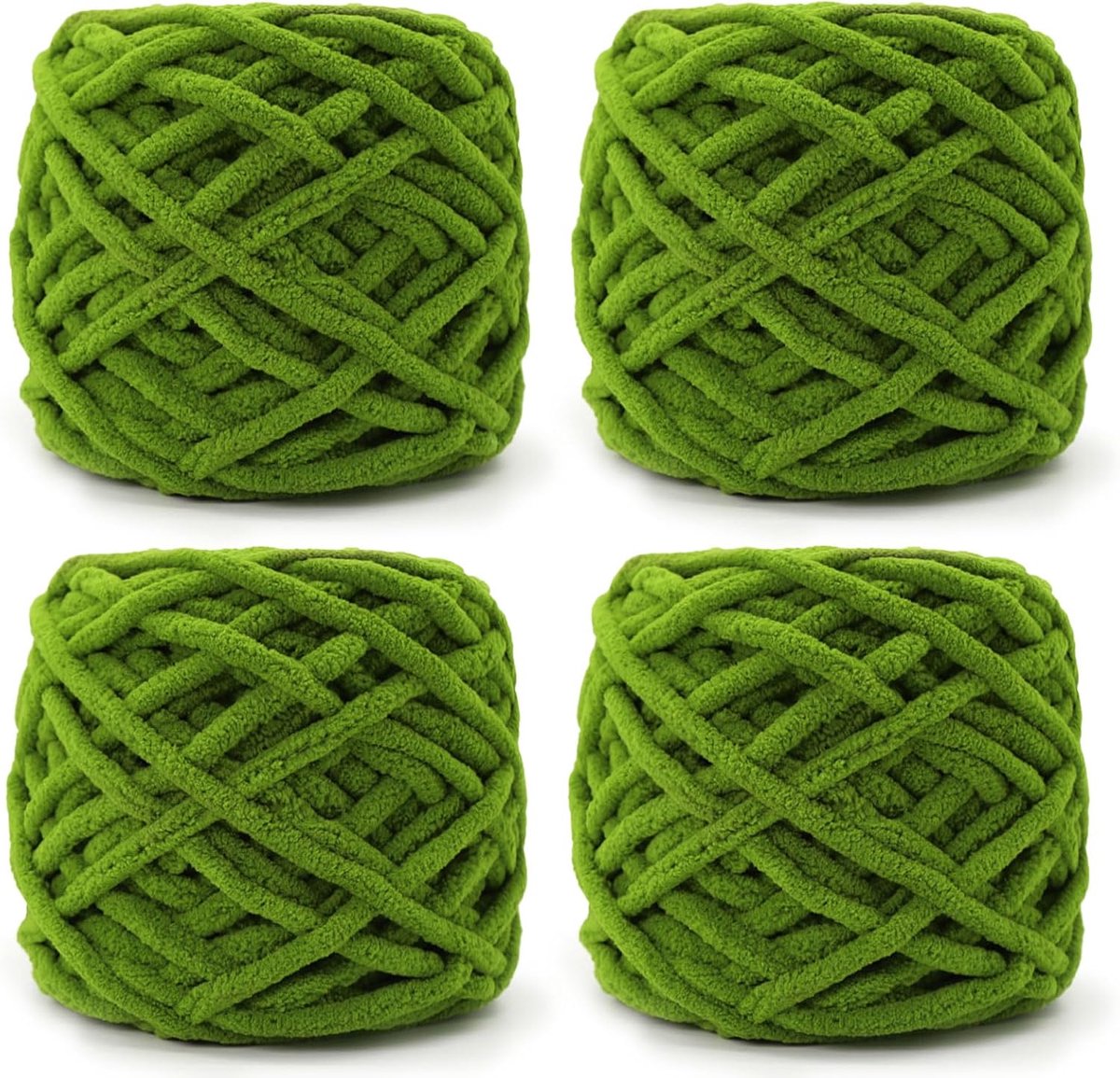 Gebreide Wollen bol, 4 x 100 g, Dikke Wolbol voor Naalden 7-8 mm, Dikke Haakwol, Ideaal Voor Het Breien van Mutsen, Sjaals, Truien en Pantoffels (Herfstgroen)