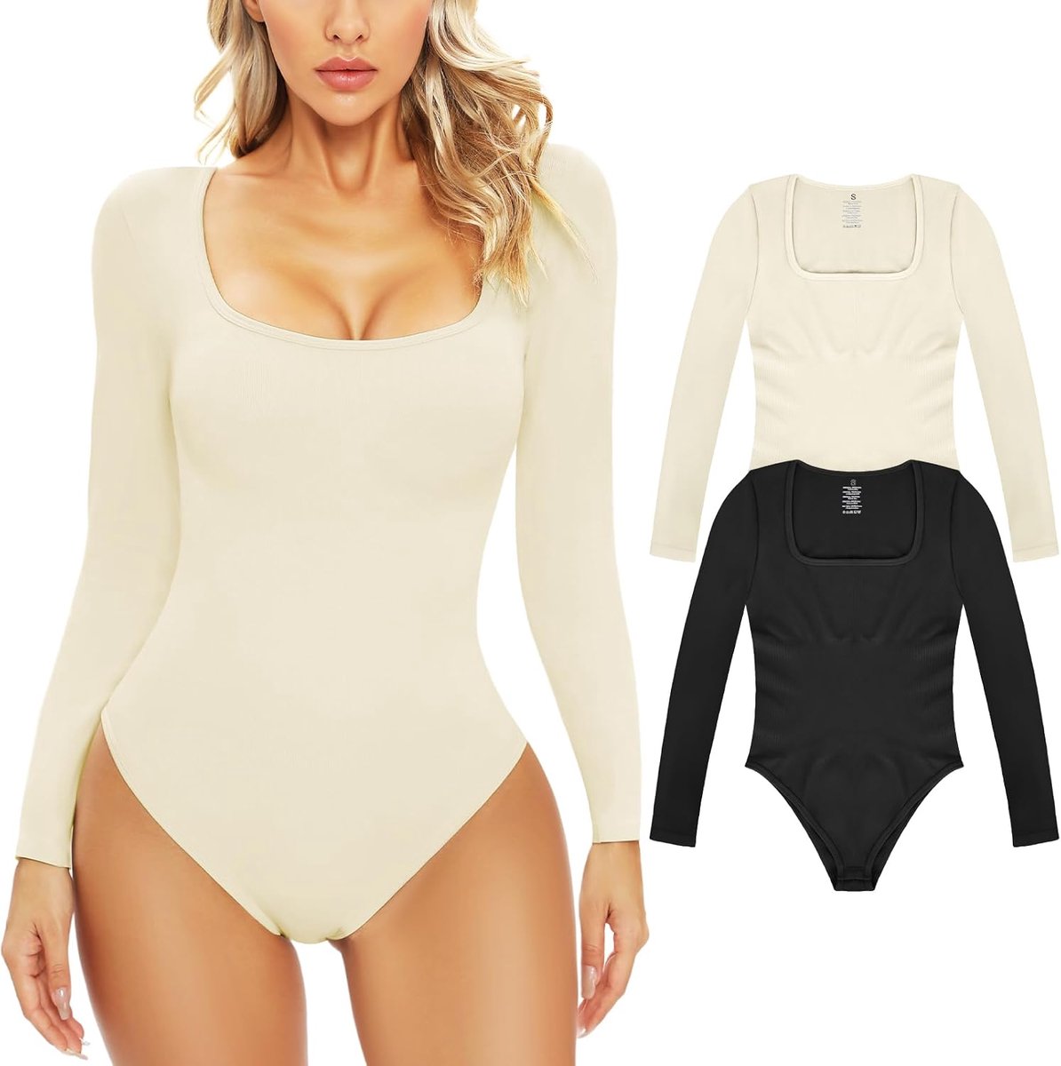 Body dames lange mouwen bodysuit tops dames body sexy stretch bodysuits onderbody vierkante hals bovendeel elegant lange mouwen jumpsuit tanga geribbeld
