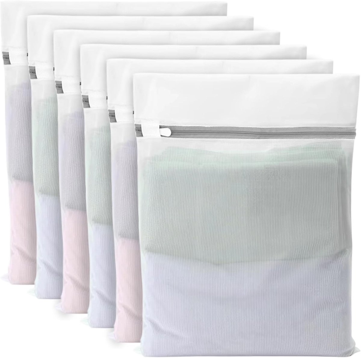 Set van 6 Wasnetten voor de Wasmachine, 40x30cm, Ideaal voor Fijne Was, Ondergoed en Kleding