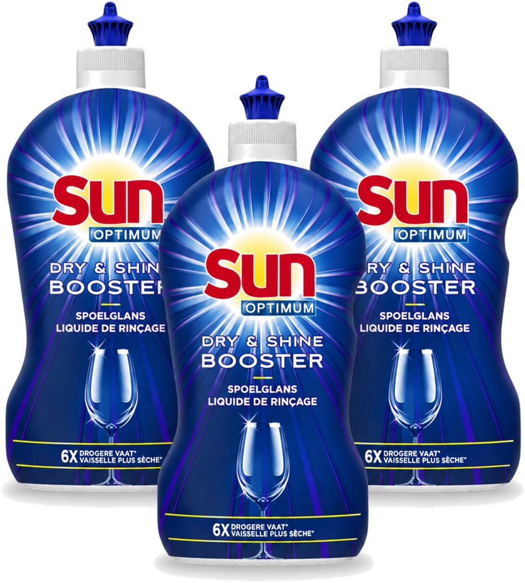 3 x Sun - Shine & Dry Booster - Spoelglans - 450 ml - Voordeelverpakking - 3 stuks