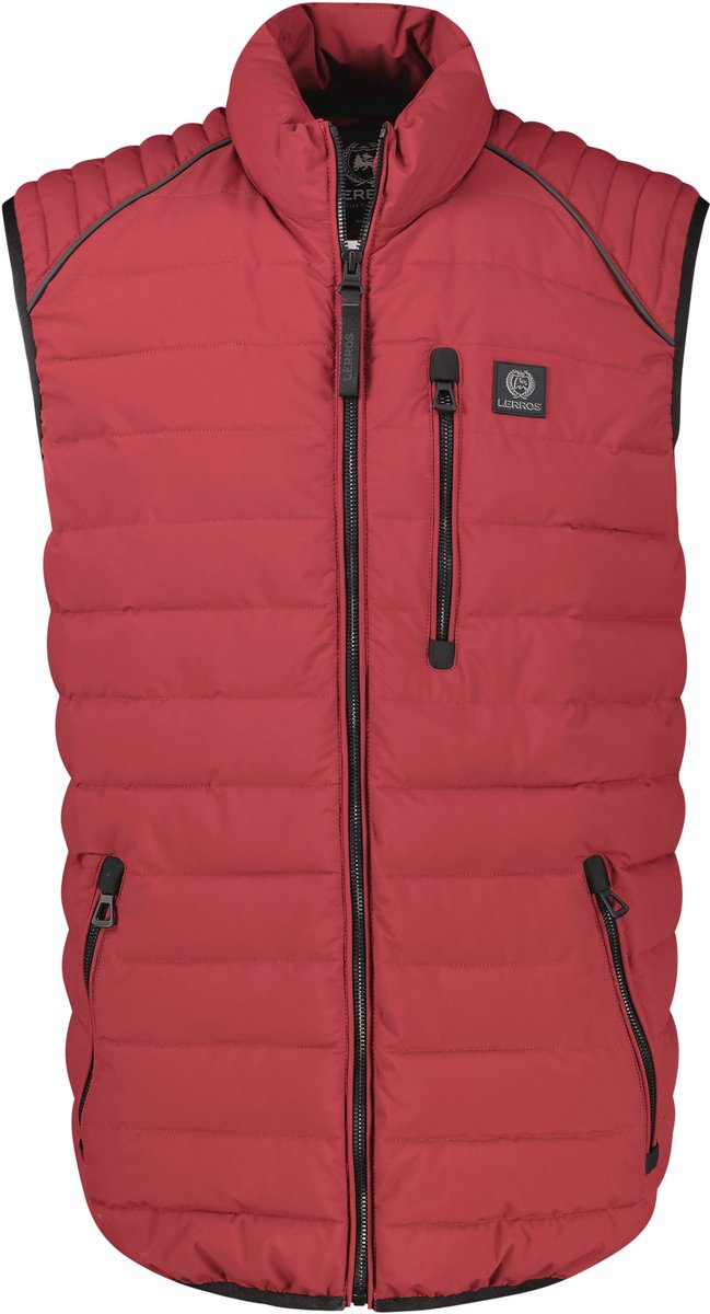 LERROS Sportief gewatteerd vest met hoge kraag en zakken met ritssluiting 100% polyester Rood