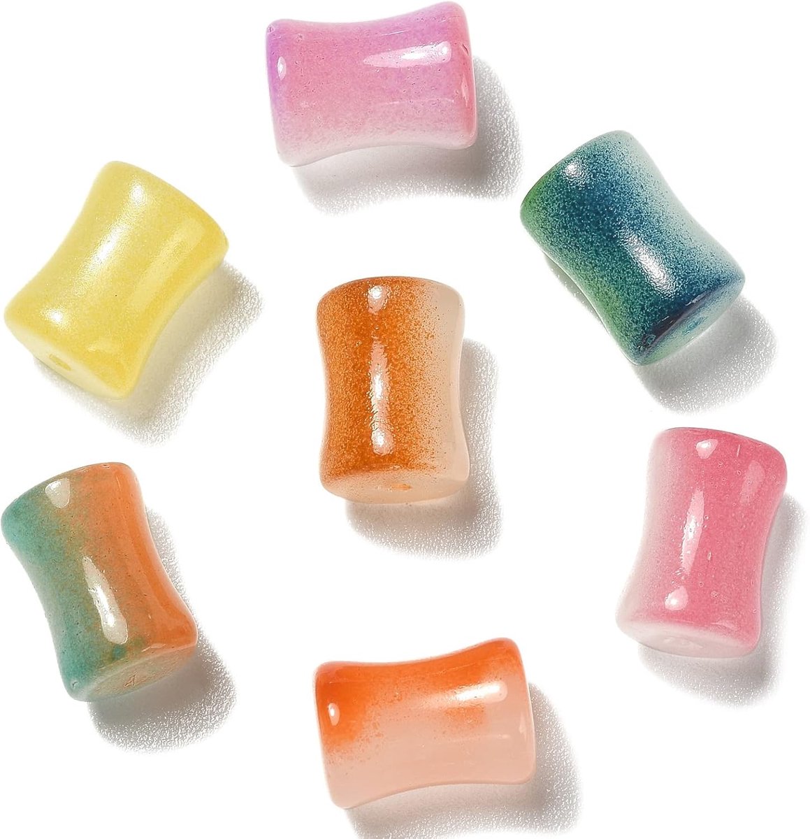 100Pcs Gemengde Kleur Handgemaakte Lampwork Bamboe Stok Kralen Kristal Glas Buis Kralen Kolom Spacer Kralen Voor Diy Sieraden Maken Craft