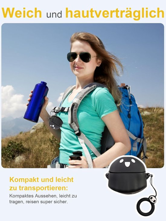 Hoes voor Anker Soundcore Liberty 4 NC Wireless Headphones, daunke zachte siliconen beschermhoes, huidvriendelijk spookvormig etui met koord, volledige bescherming, zwart — afbeelding 5
