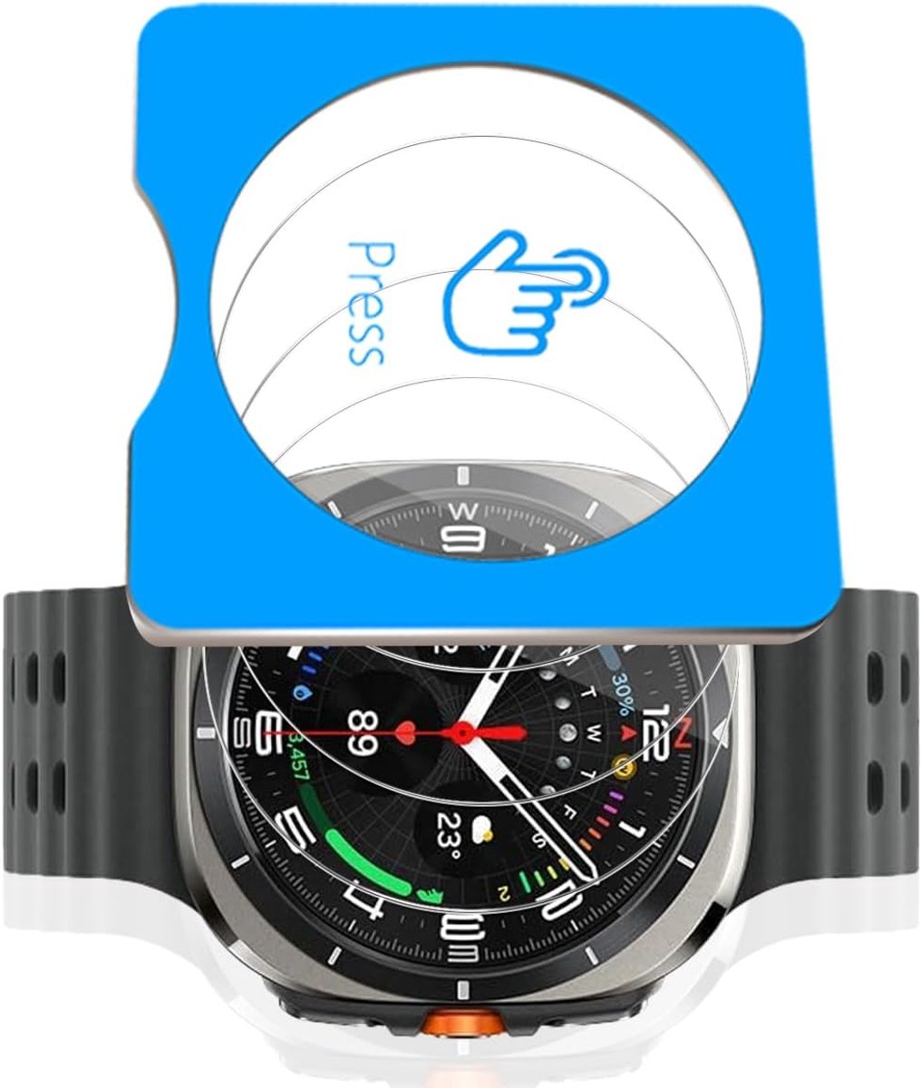 Displaybeschermfolie voor Samsung Galaxy Watch Ultra 47 mm, displaybeschermfolie, hardheidsgraad 9H, volledige afdekking, krasbestendig, luchtbelvrij, displaybeschermfolie, 2 stuks