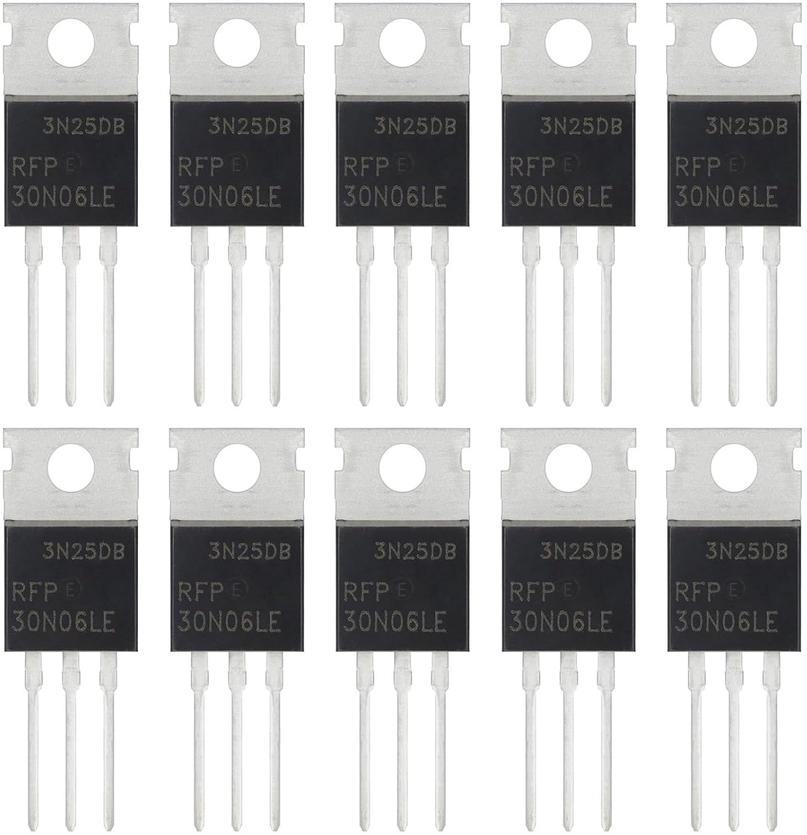 10 stuks RFP30N06LE P30N06LE RFP30N06 30N06LE N-kanaalvermogen MOSFET-transistoren 30A 60V halfgeleiderproducten MOSFETS-transistor 30 ampère 60 Volt TO-220