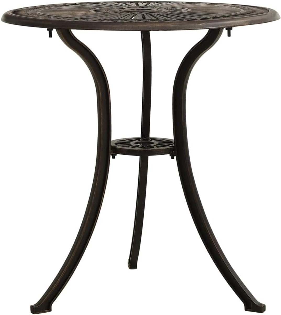 Brons, 62 x 62 x 65 cm, gegoten aluminium, tuin, terras, eettafel, campingtafel, partytafel, geschikt voor balkons, terrassen, dekken