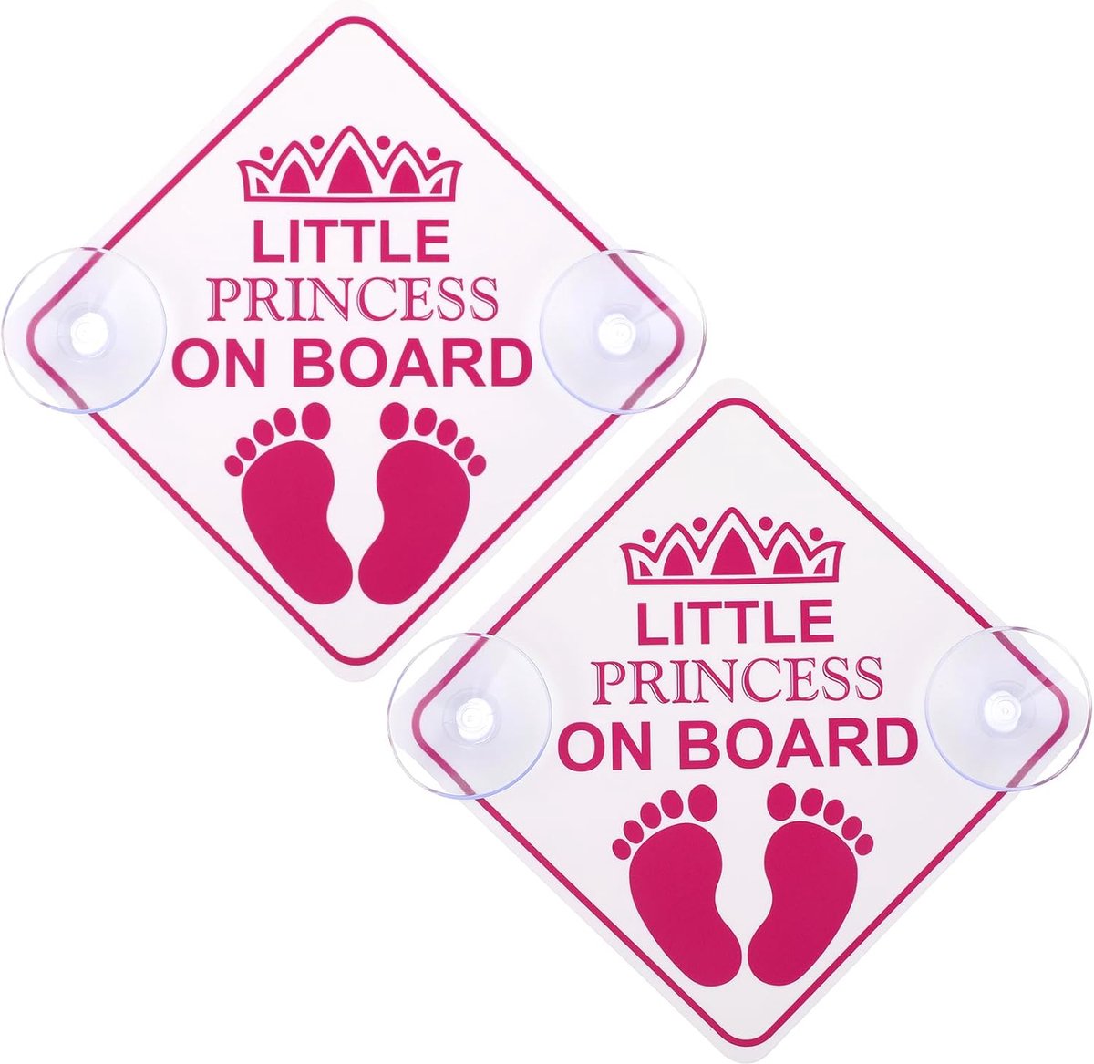 2 stks Kleine Prinses aan boord Auto Waarschuwingsborden, Dubbele Zuignappen