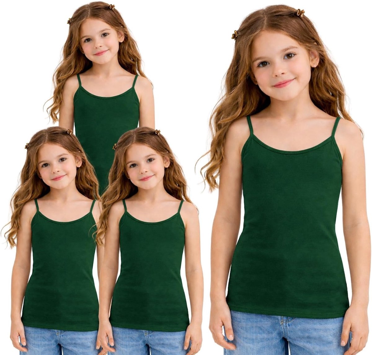 Set van 4 mouwloze tanktops voor meisjes, kinderen spaghettibandjes, effen vest cami-top, kinderen lichtgewicht workout hemdje vesten zomer tops meisjes kleding strappy tank top 5-13 jaar