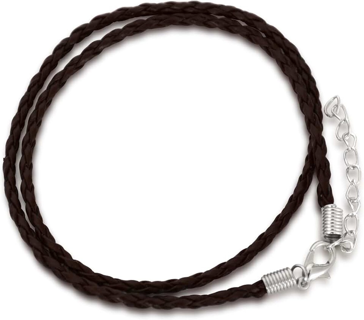 Ketting koord, imitatie leer, surfstijl, donkerbruin, 3mm, Leer