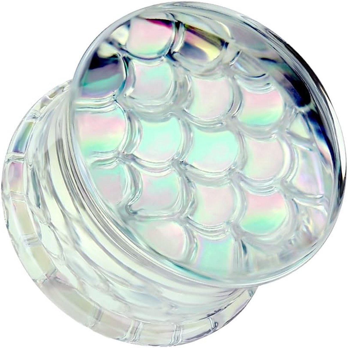 Zeemeermin visschubben changing pyrex-glas oorpiercing oorsieraad tunnel double flare zadelsluiting 6-25 mm