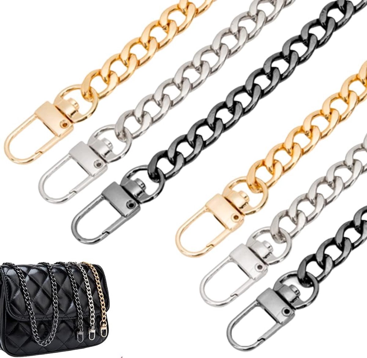 3 stuks metalen ketting voor tas 120 cm
