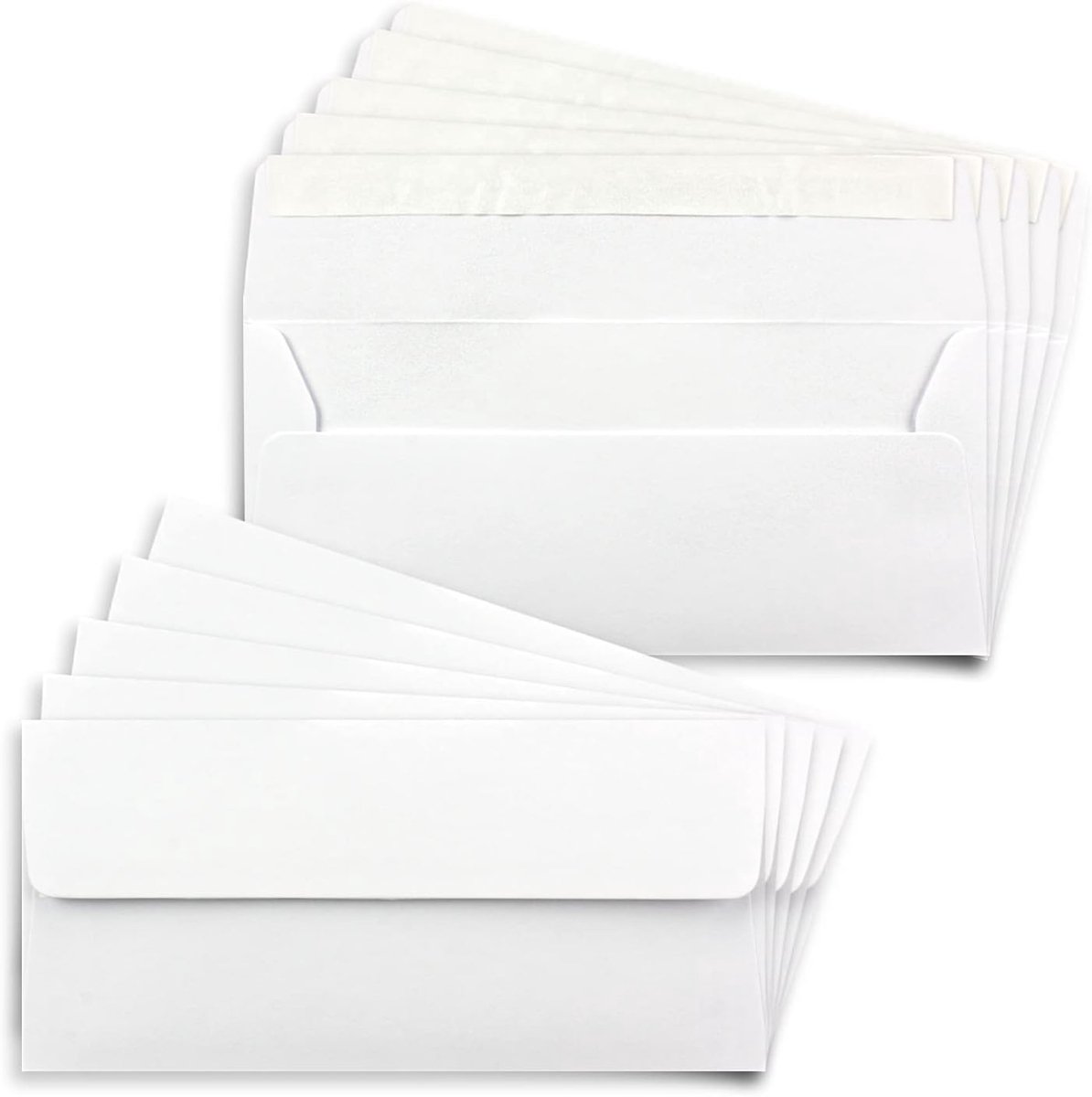 100 stuks, DIN lang, in wit, met kleefstof, 11 x 22 cm, 100 g/m², ideaal voor brieven en uitnodigingen
