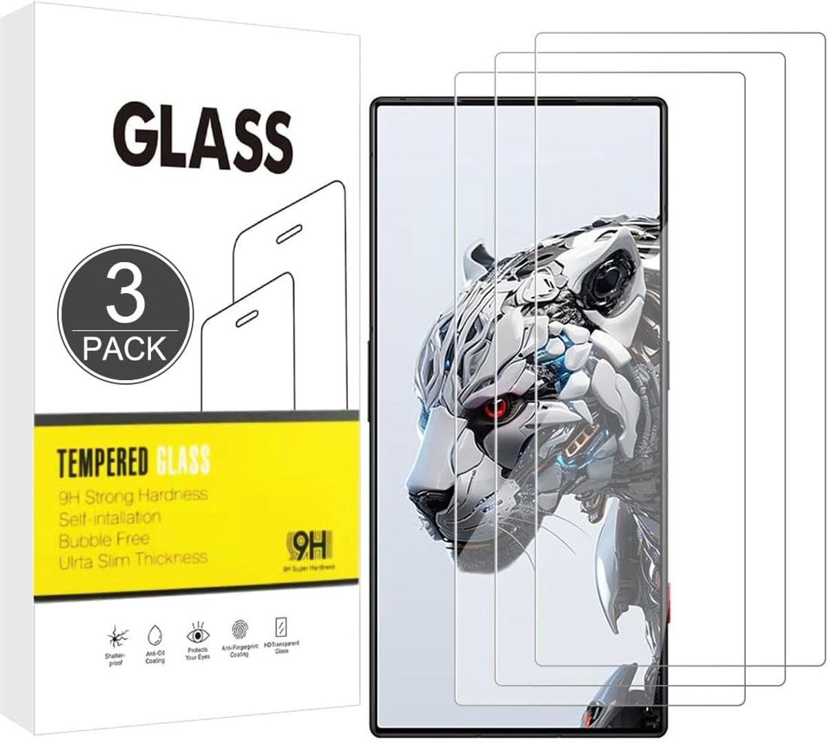 [3 stuks] 9H gehard onbreekbaar glas compatibel met ZTE Nubia Red Magic 8S Pro, [HD kristalhelder] 0,33 mm schermbeschermer voor ZTE Nubia Red Magic 8S Pro