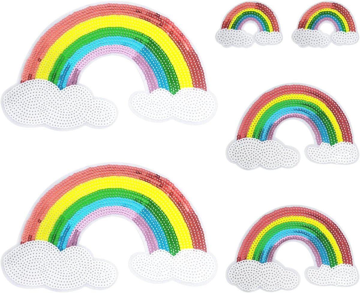 6 stuks regenboog-stofvlekken, kledingaccessoires, schattige decoratieve stoffen vlekken, kledingreparatiepatches, doe-het-zelf naaimaterialen