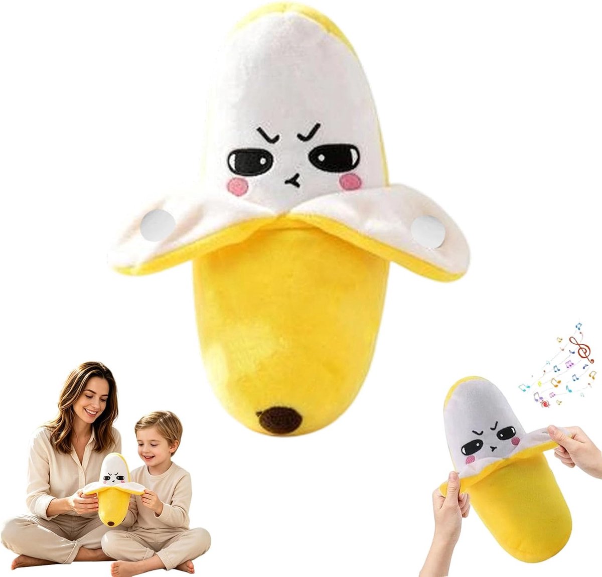 Pluche dier met muziek, pianogeluid, interactieve muziek, pluche dier met aanraaksensor, banaan muziek pluche, voor, woondecoratie