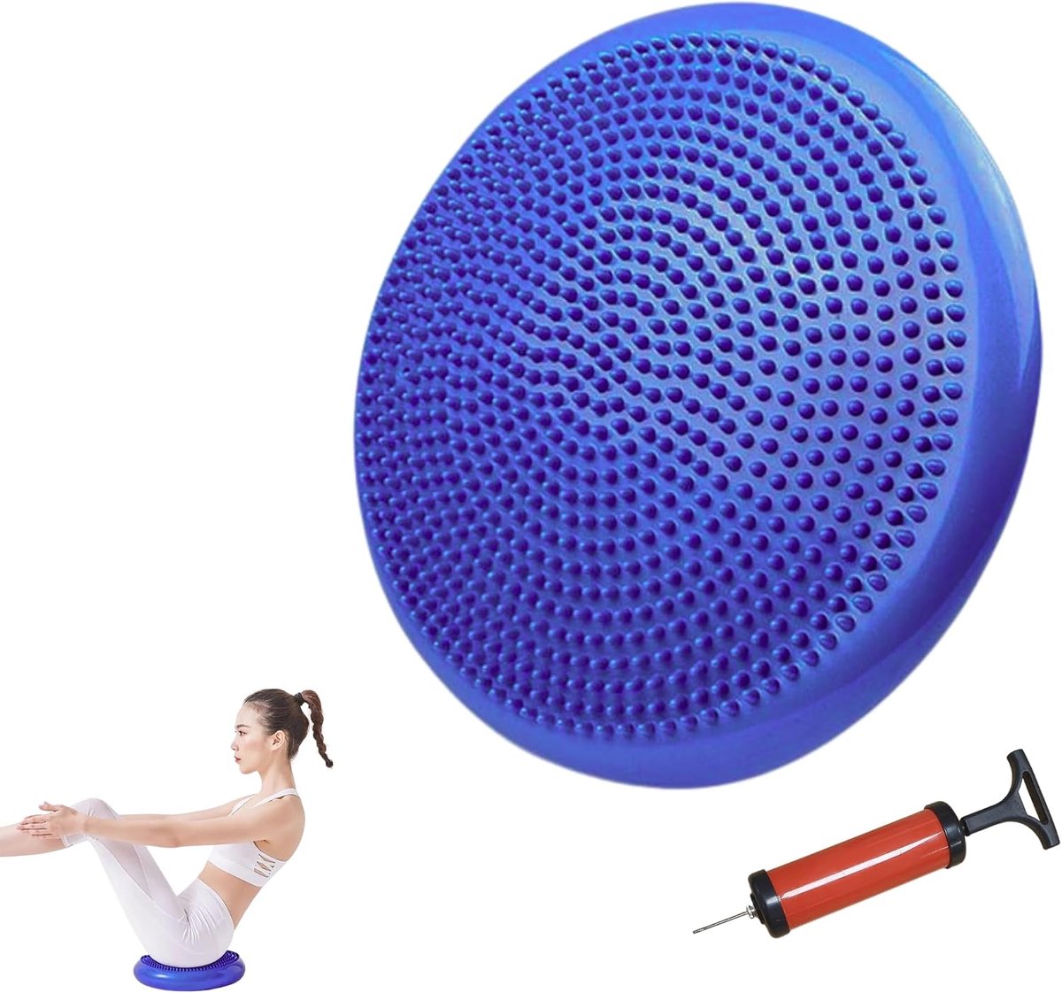 Balanskussen. Yoga, Pilates, Antislip Luchtfitnessschijf. Opblaasbaar Kussen om de Houding te Verbeteren. Schijf om Stabiliteit te Trainen.