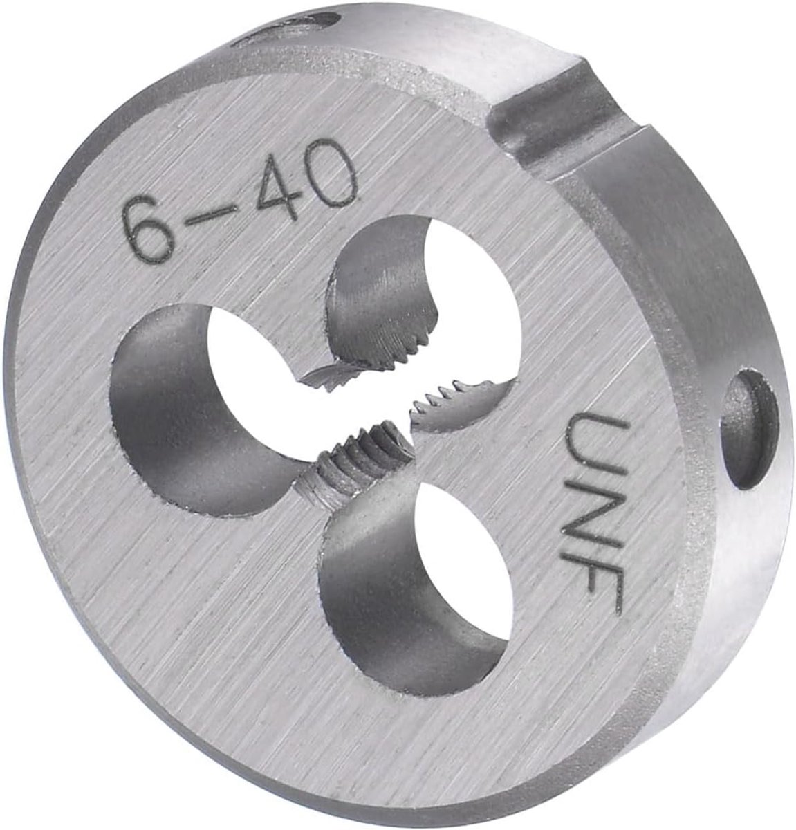 Ronde Draad Reparatie Die, 6-40 UNF Matrijs 20mm OD, Legering Gereedschap Staal Cilindrische Pijp Threading Tool Met 3 Chip Gaten - (Toepassingen: voor Threading Reparatie)