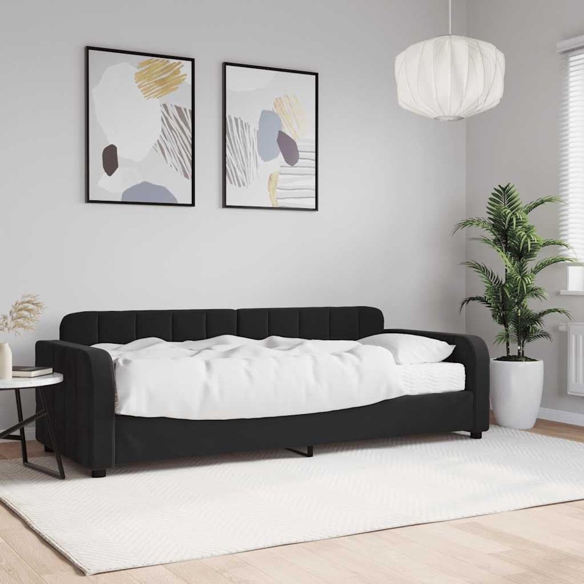 2 in 1 fluwelen slaapbank multifunctioneel standaard 80x200 cm zwart