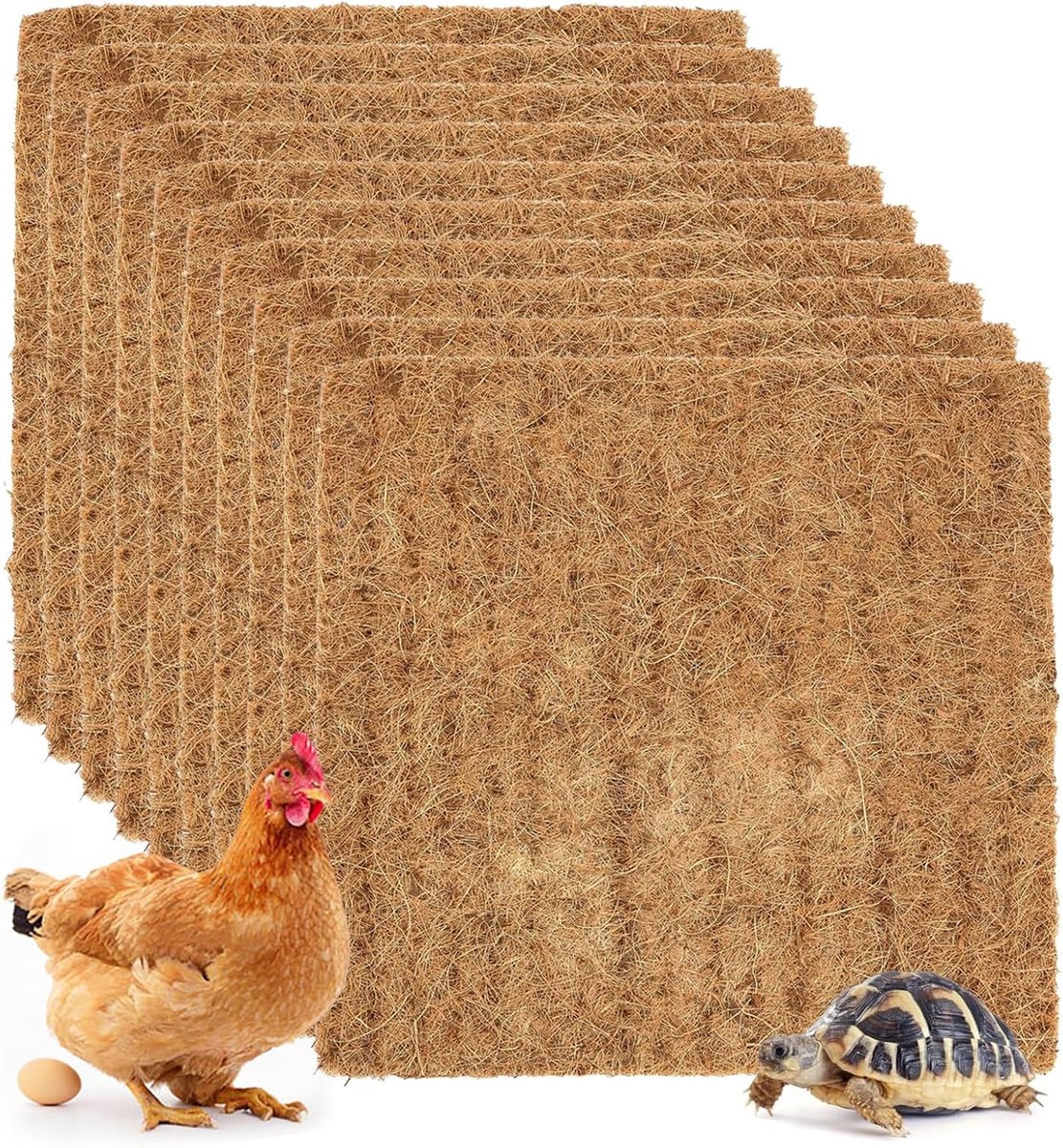 10 stuks kippennest onderlegger, kippenhok, matten, inlegzolen, dikke kokosmat, herbruikbare nestmatten, kippenhok, accessoires voor het leggen van eieren of warmte houden (30 x 30 cm)
