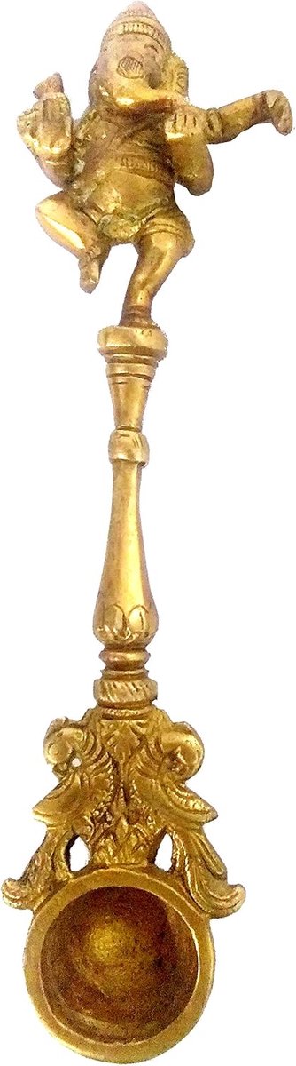 Messing Aarti Hawan Udharini Ganesha: Pooja-lepel voor thuistempel (11976)