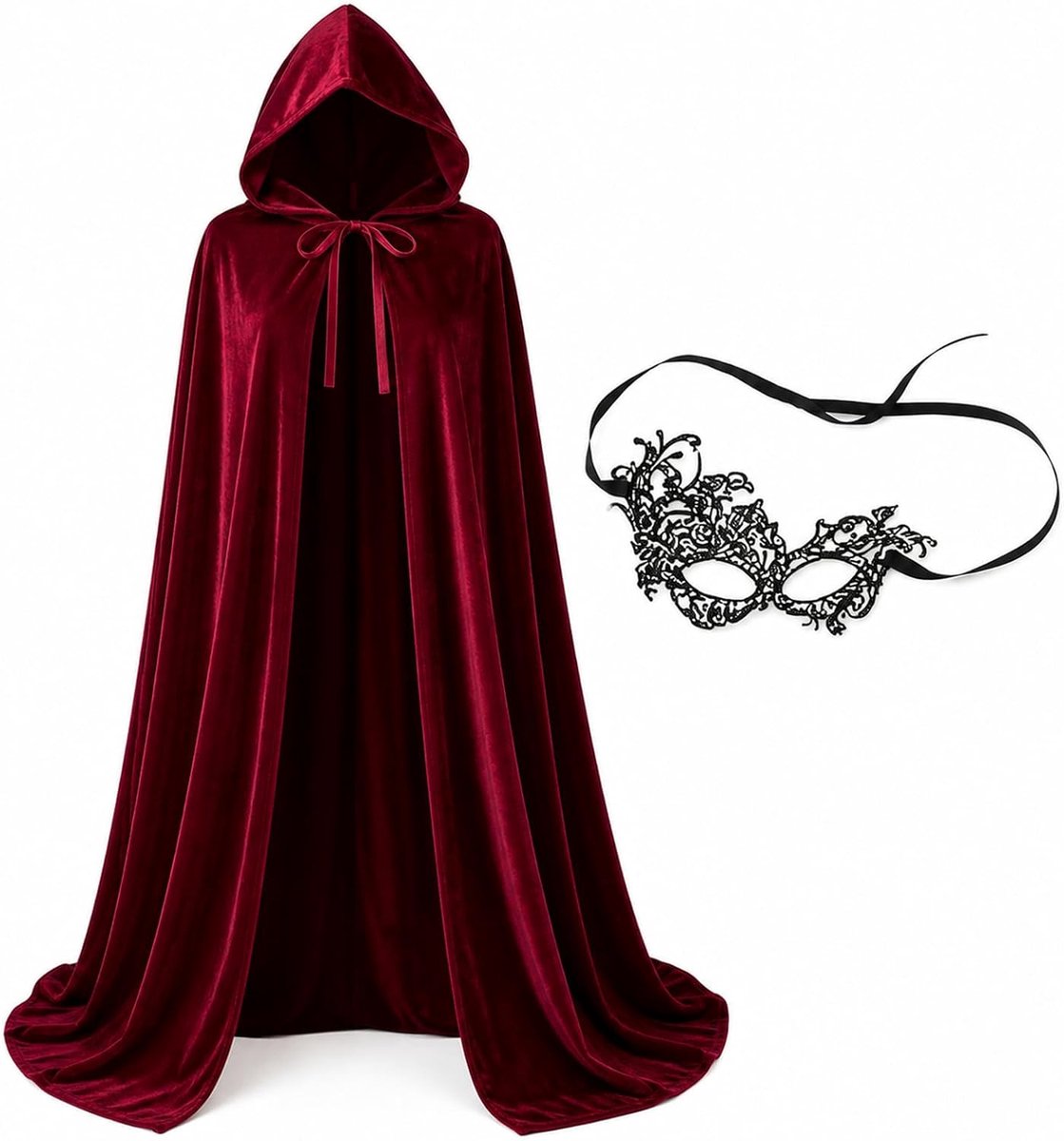 2-delige Halloween-cape voor dames, 150 cm, heksenkostuum met 35 cm