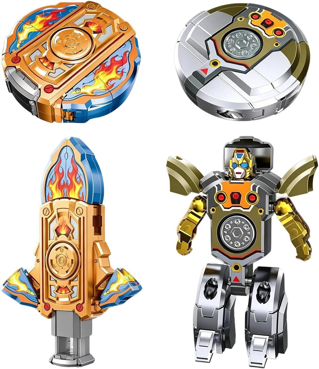 2-in-1 vervormbare fidget spinner robotspeelgoed, handspeelset, zilver
