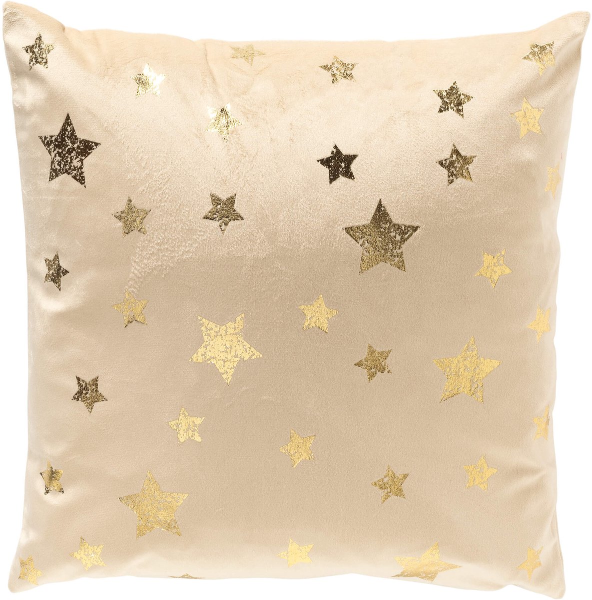 Textino kerstkussen STARRY-SKY - sierkussen 45x45 cm - fluweel - sterren - beige, goud - inclusief binnenkussen
