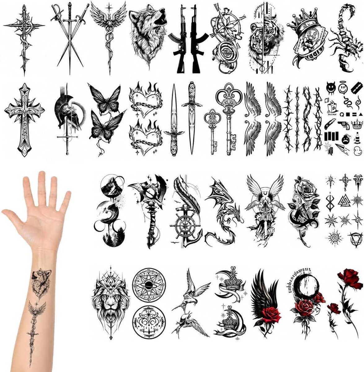 Tijdelijke Tatoeages, Realistisch, Wegwerpstickers Voor Wateroverdracht, Lichaamskunst, Halloween-Decoraties