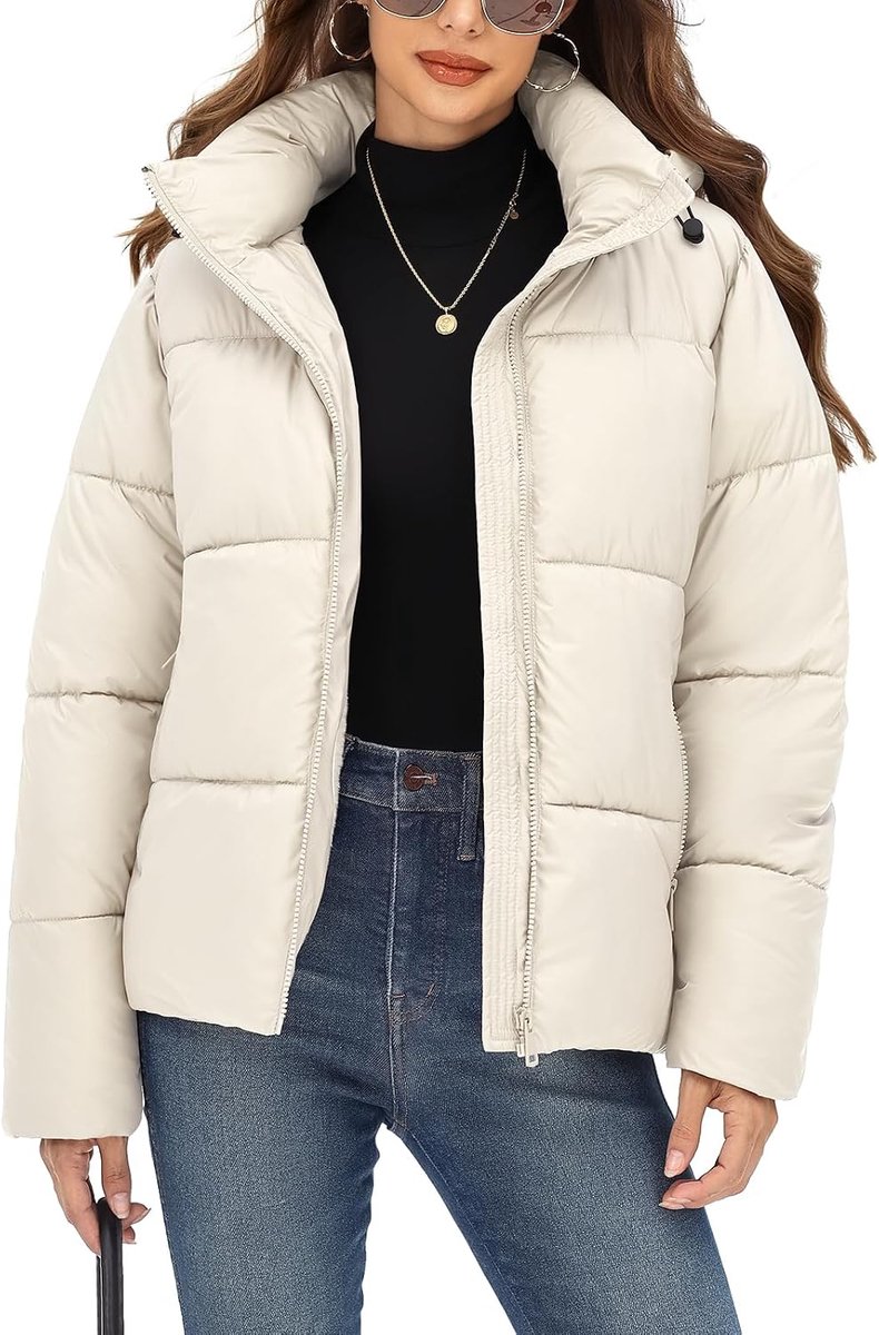 Korte winterjas voor dames, gewatteerd, waterafstotend, met