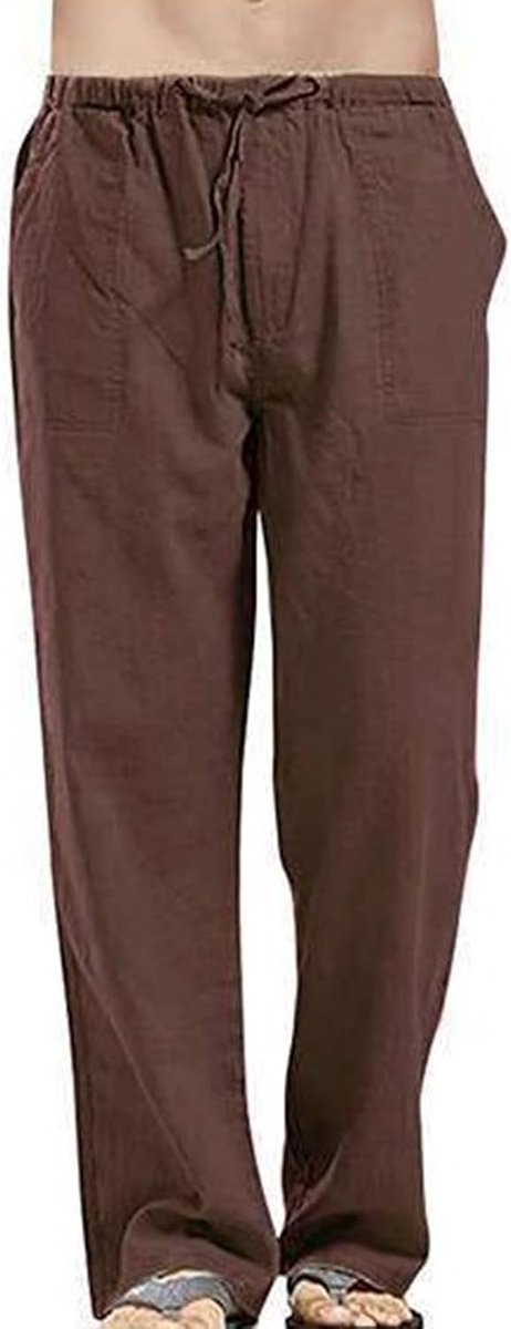 broek voor heren, losse casual katoenen yogabroek, zomer, strand, rechte benen, broek, effen kleuren, broek met trekkoord