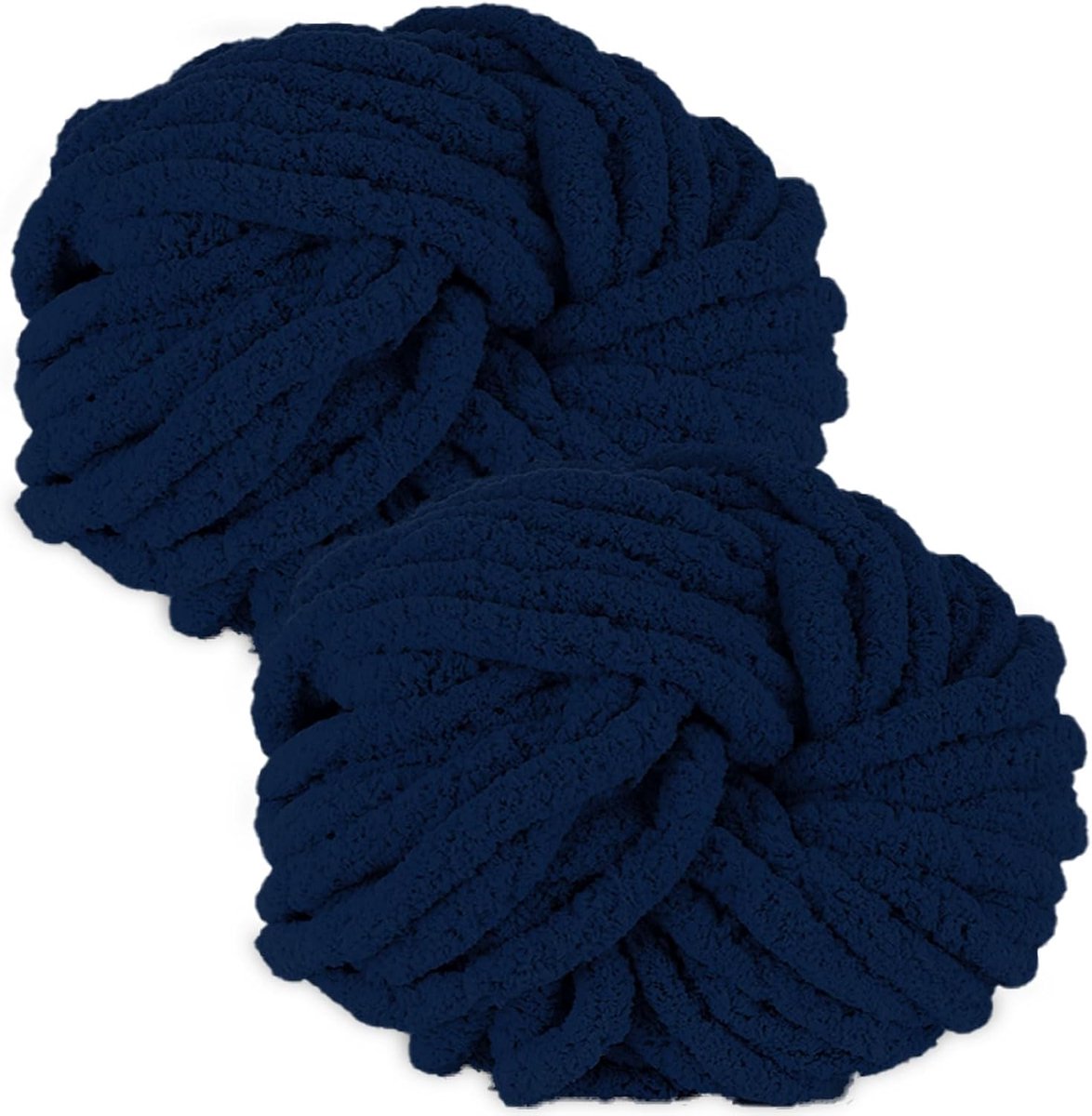 handbreiwol, 2-delig, 500 g, zachte en comfortabele bol voor dekens, sjaals, nachtblauw