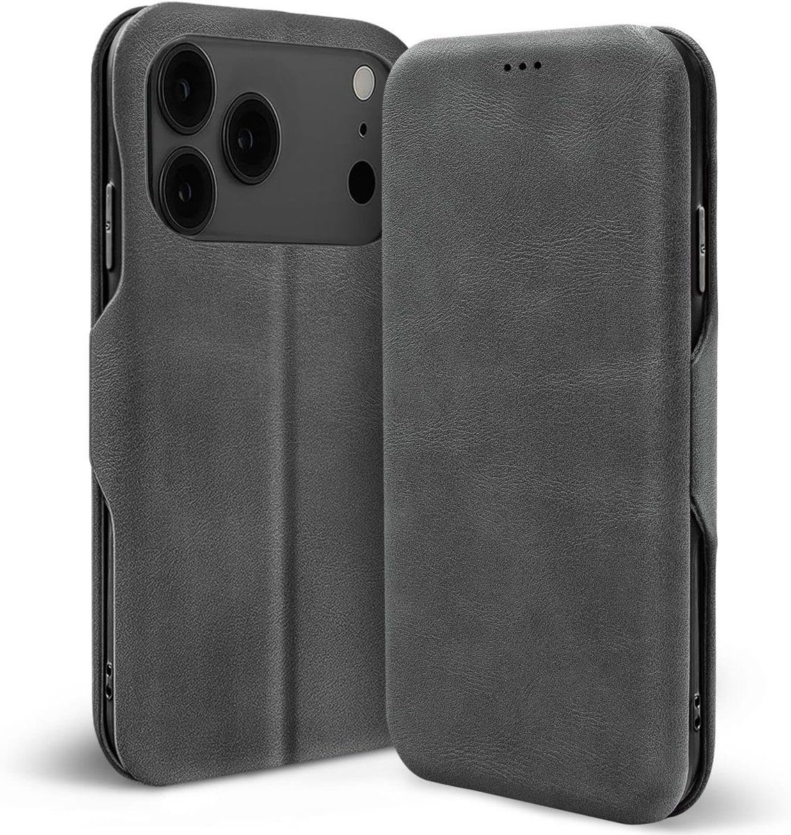 Telefoonhoesje voor iPhone 17 Pro, bookstyle, flip cover voor iPhone 17 Pro, hoes, klaphoes, book case, grijs