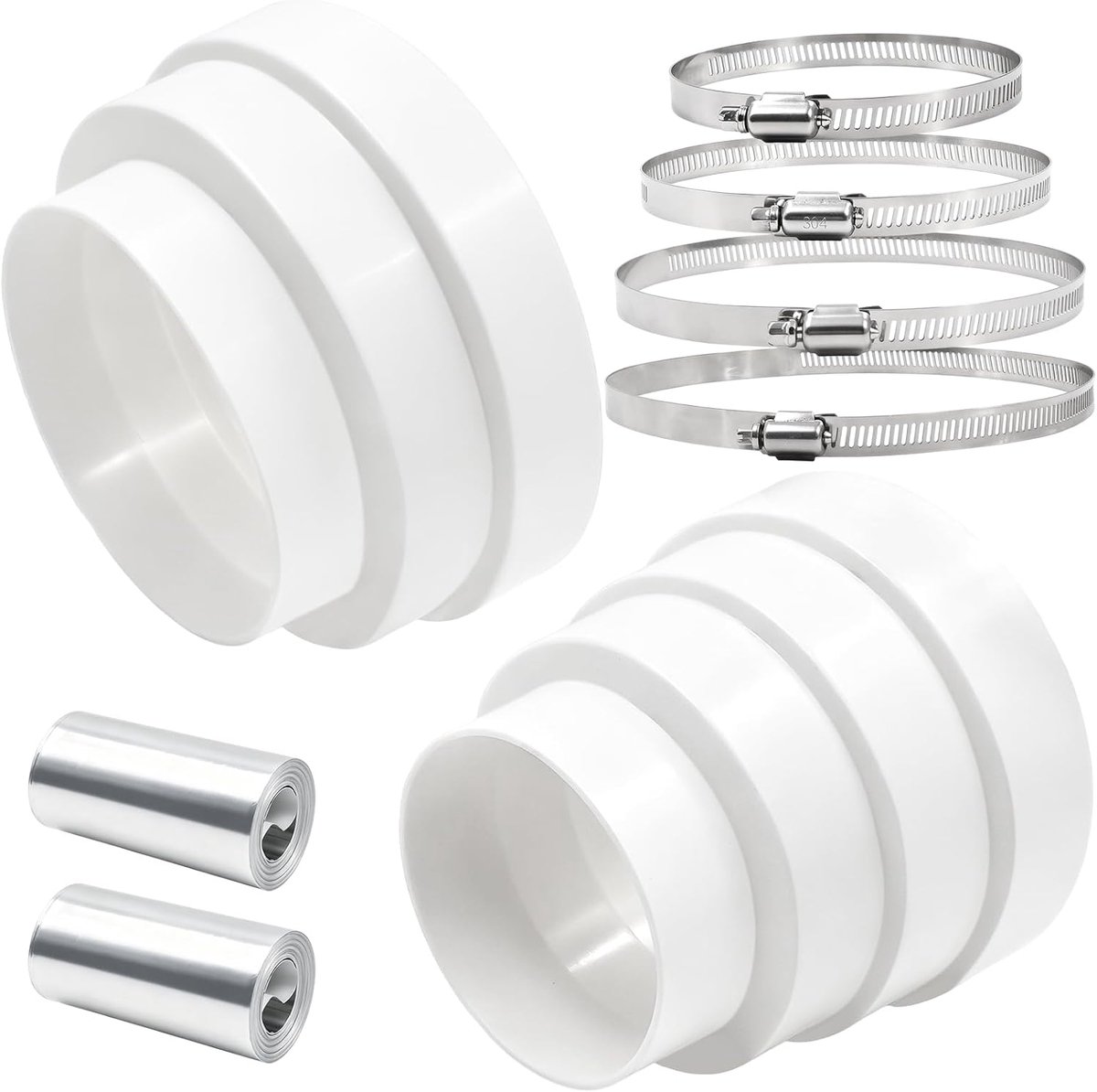 2 Stks Ducting Reducer 80-160mm met 4 Slang Clips voor Extractor Fans